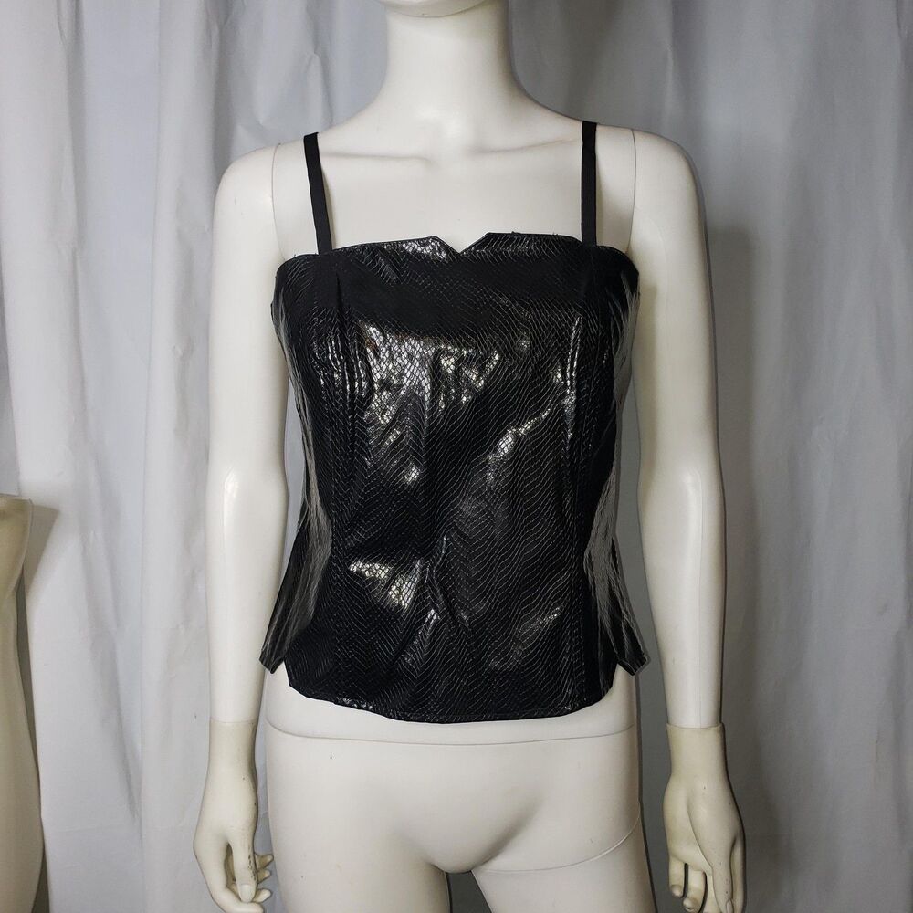 Highway Sport Tank Top Womens Medium Faux Leather Snake Print Zip Back 2000s